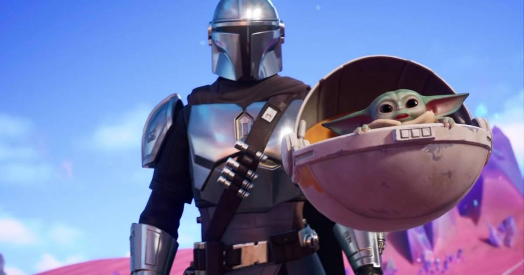 Imagen de The Mandalorian y Baby Yoda en Fortnite