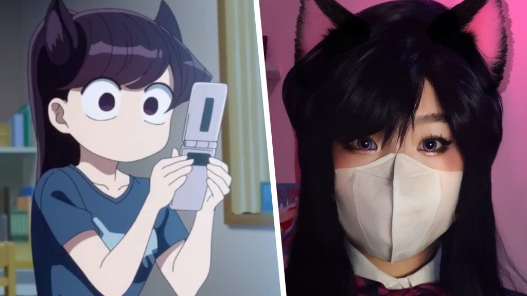 Komi San con un cosplay con cubrebocas por Kitsunee