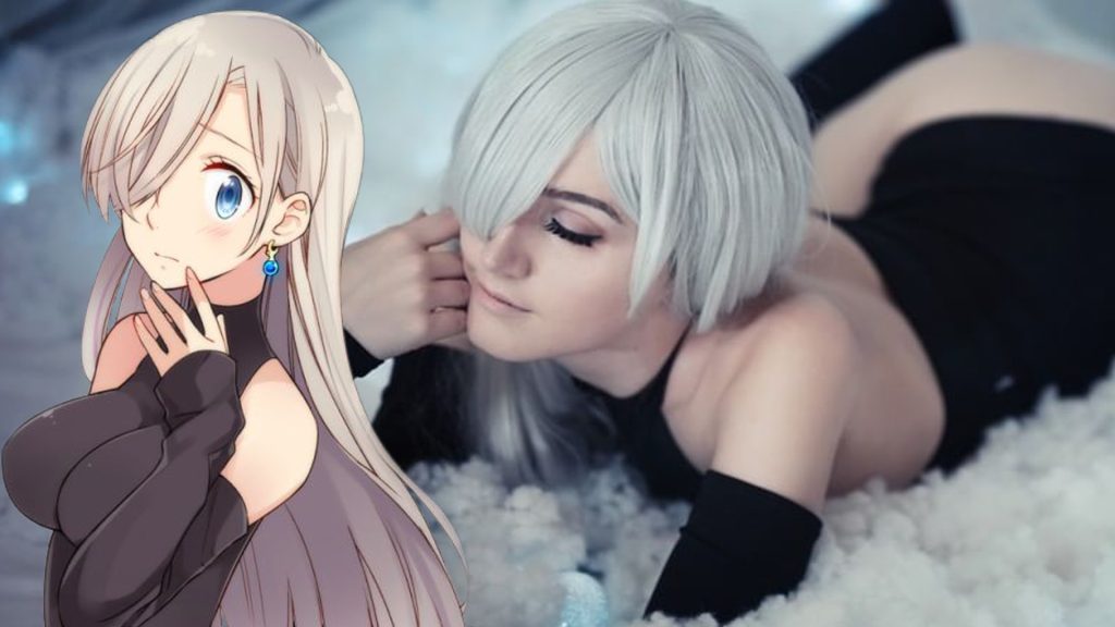 cosplay de Elizabeth de the seven deadly sins con traje negro