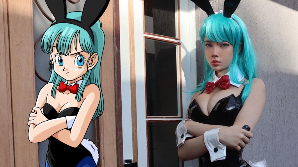 Meladinha con cosplay de Bunny Bulma o Bulma Conejita