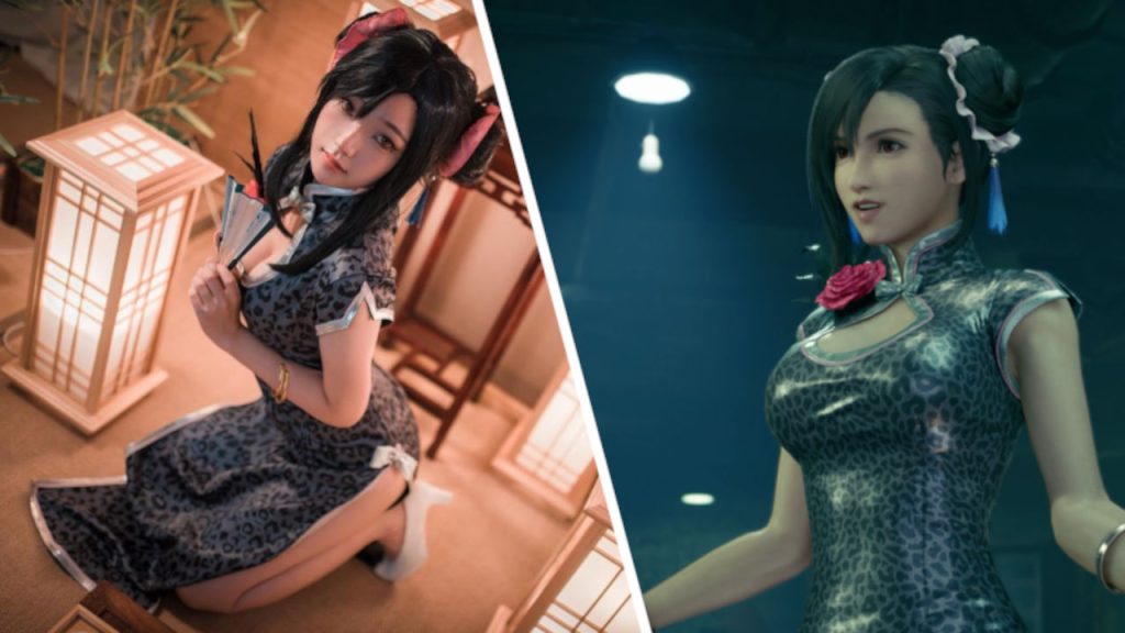 Final Fantasy 7: Tifa descansa del combate y posa en un traje chino