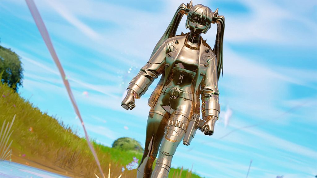 Un personaje cromado de Fortnite