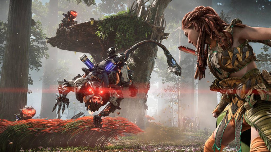Aloy enfrentándose a un enemigo en Horizon Forbidden West