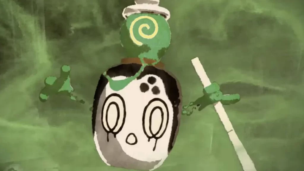 Pokémon Scarlet y Violet- Poltchageist, una criatura perteneciente al espectro de las criaturas fantasma, de Pokémon Scarlet y Violet, octava generación.