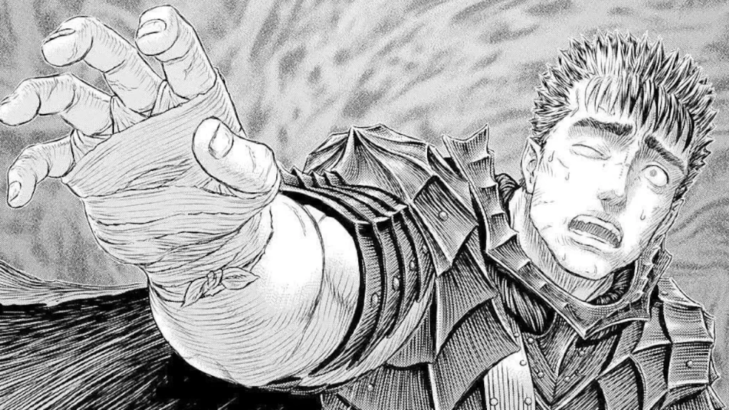 Berserk introduce el arco títulado "Exilio Oriental" que nos muestra que acontecimientos inesperados. Guts en depresión y encadenado. 